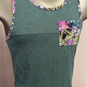 Floral Trim Green Tank Top